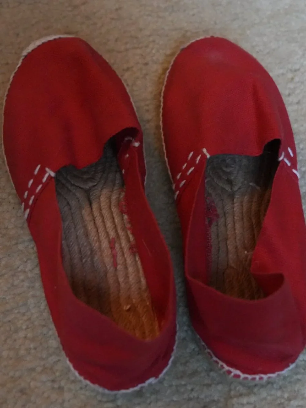Red Canvas Classic Flat Espadrilles Jute Sole Slip On Shoes Size 39 / US 8